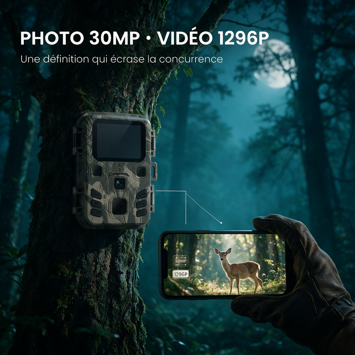 Caméra de chasse 1296P WiFi