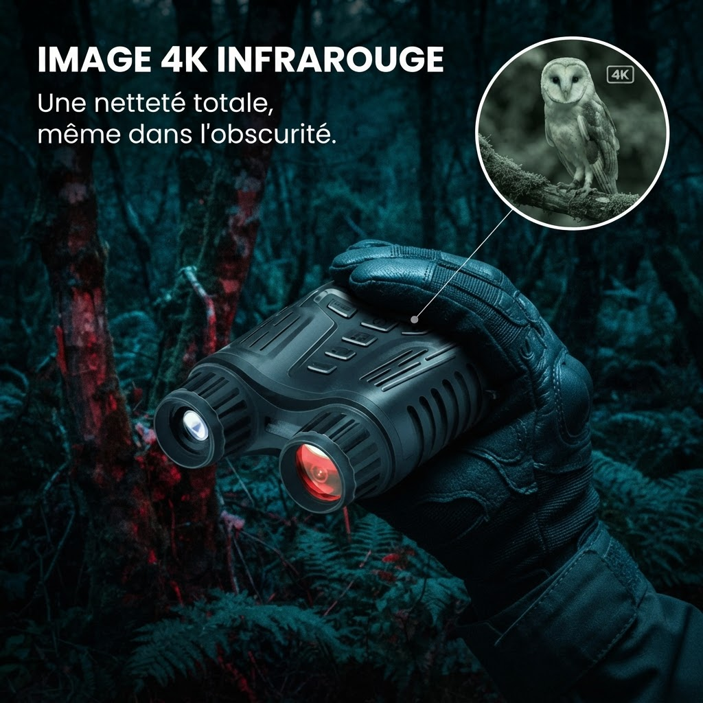 Jumelles vision nocturne 4K autonomie 8h