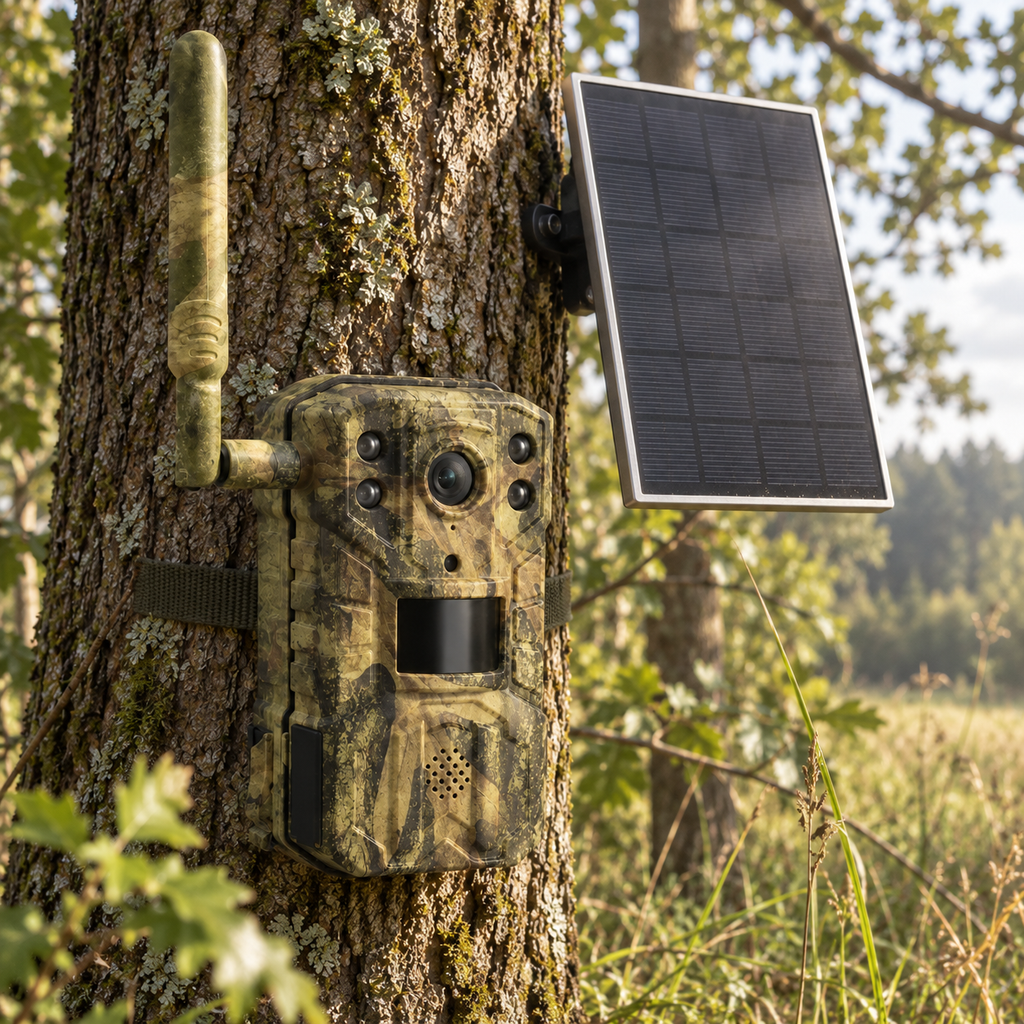 Caméra 4G à la lisière d’un bois au matin